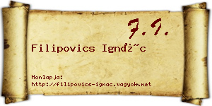 Filipovics Ignác névjegykártya