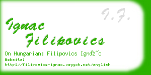 ignac filipovics business card